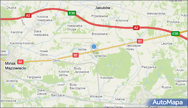 mapa Ignaców, Ignaców gmina Mińsk Mazowiecki na mapie Targeo